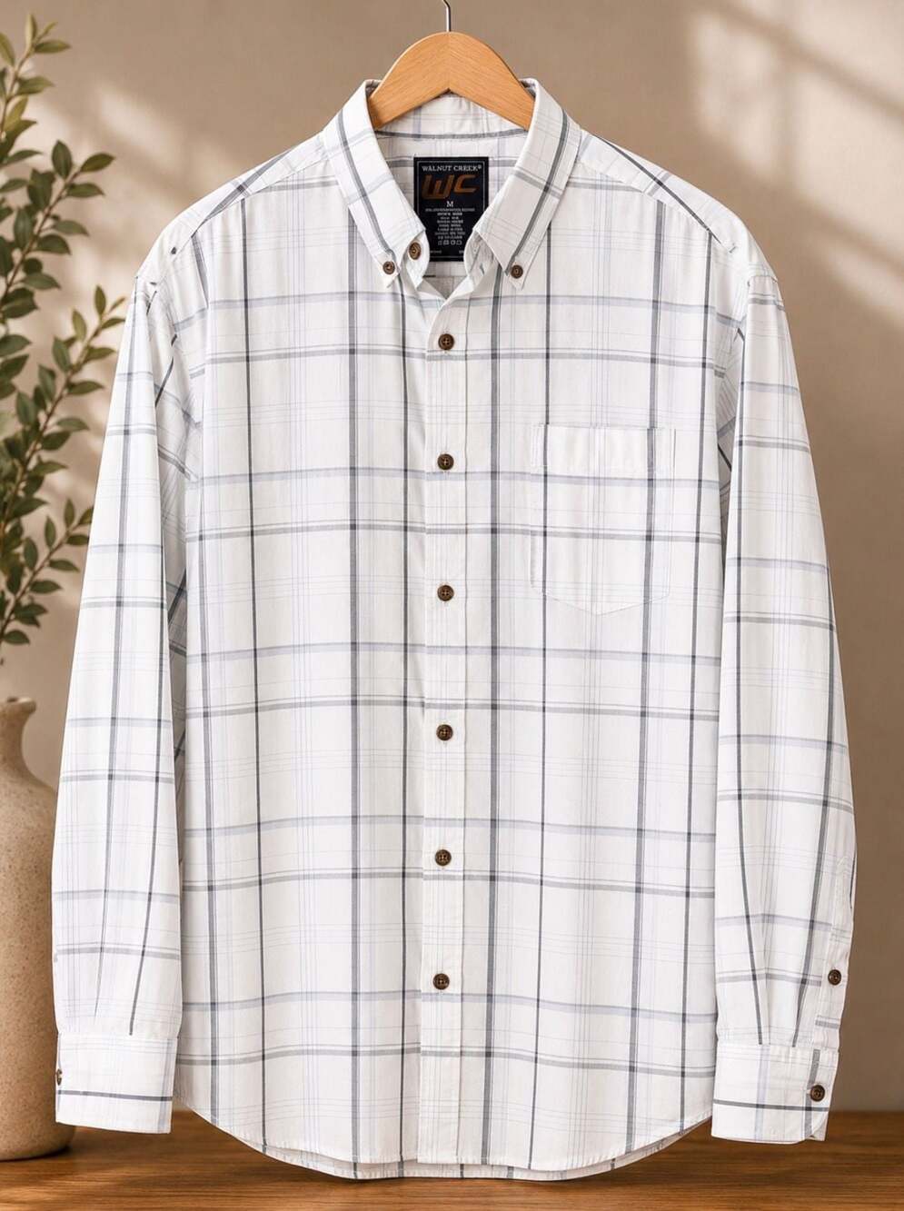 Walnut Creek Men's Long Sleeve Button-Down Plaid Shirt